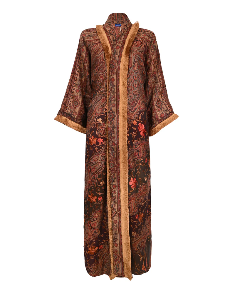 Embroidered Cashmere Brown Abaya