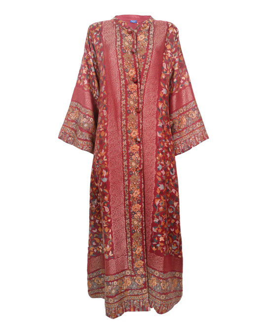 Golden Thread Work Cashmere Maroon Abaya