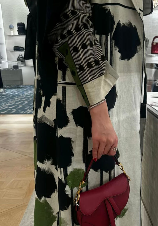 Olive And Monochrome Magic Blazer Abaya