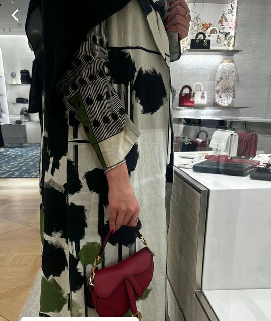 Olive And Monochrome Magic Blazer Abaya