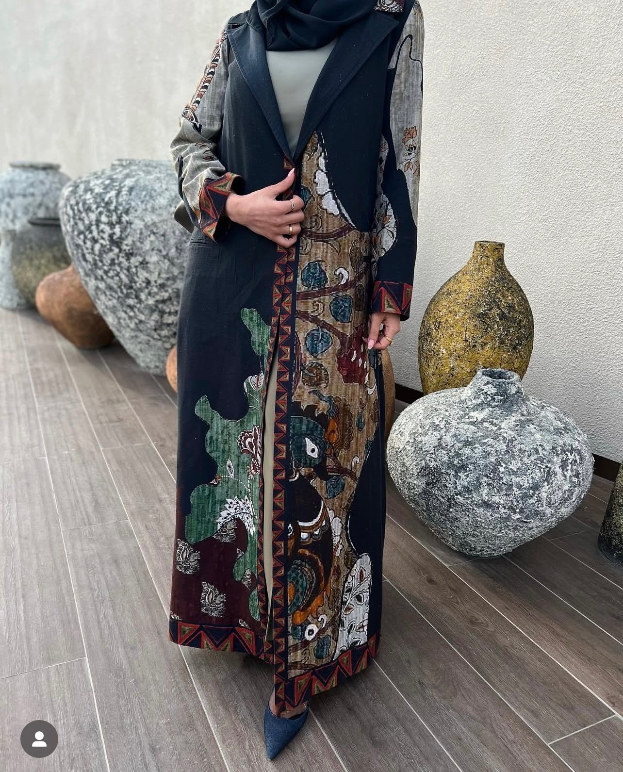 Abstract Print linen Abaya