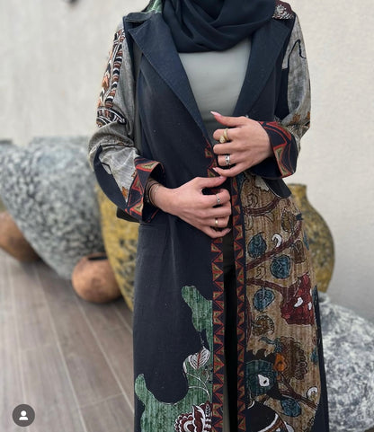 Abstract Print linen Abaya