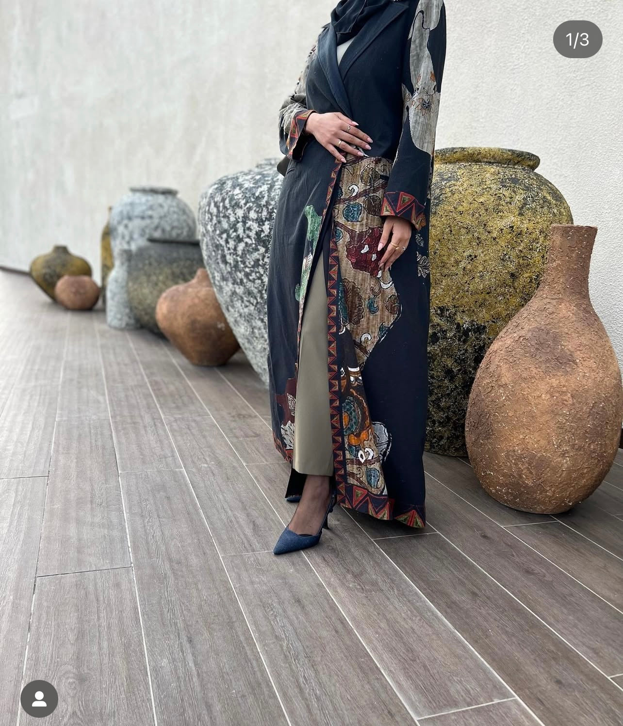 Abstract Print linen Abaya