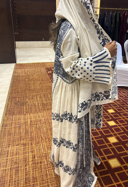 Blue Polka Abaya Inner And Scarf