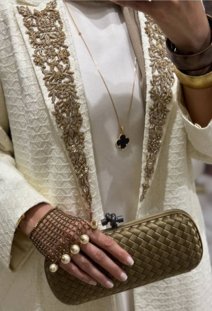 Cream Embellished Abaya