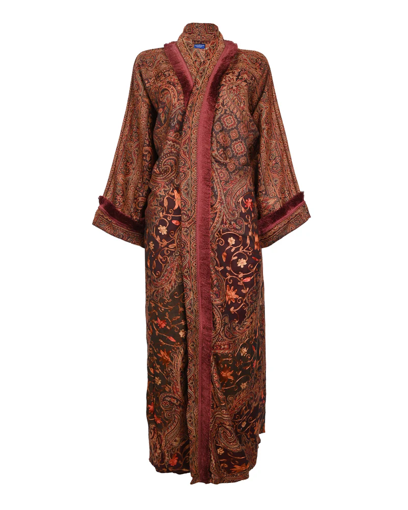 Embroidered Cashmere Maroon Abaya